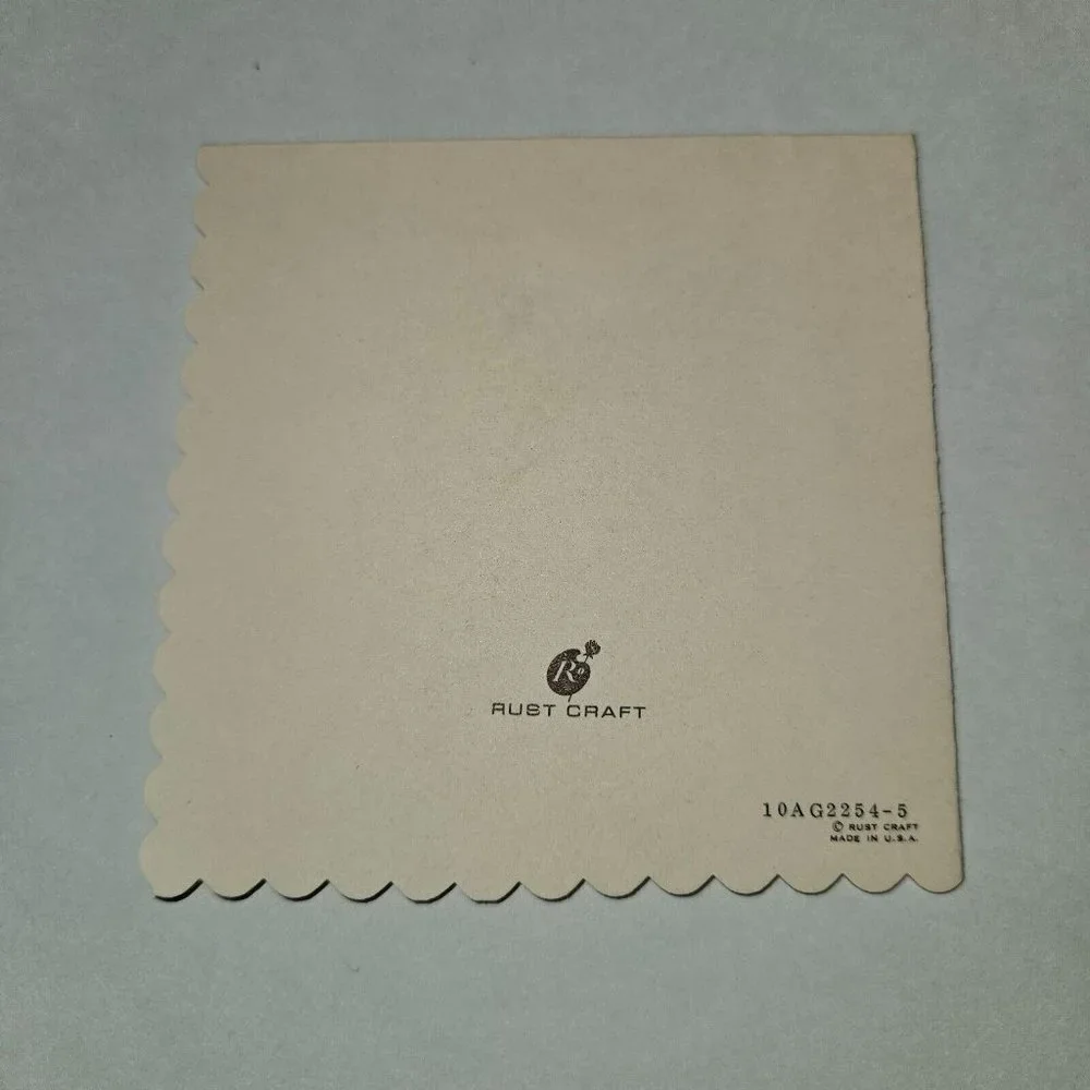VTG New Baby Boy Greeting Card Welcome Gift Kitten Cat Scalloped 3x3 NEVER USED